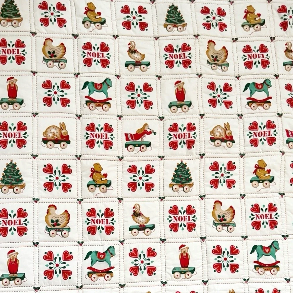 Vintage Christmas Quilt 40x48”in Noel Folk Art Toys Country Classics by Ameritex